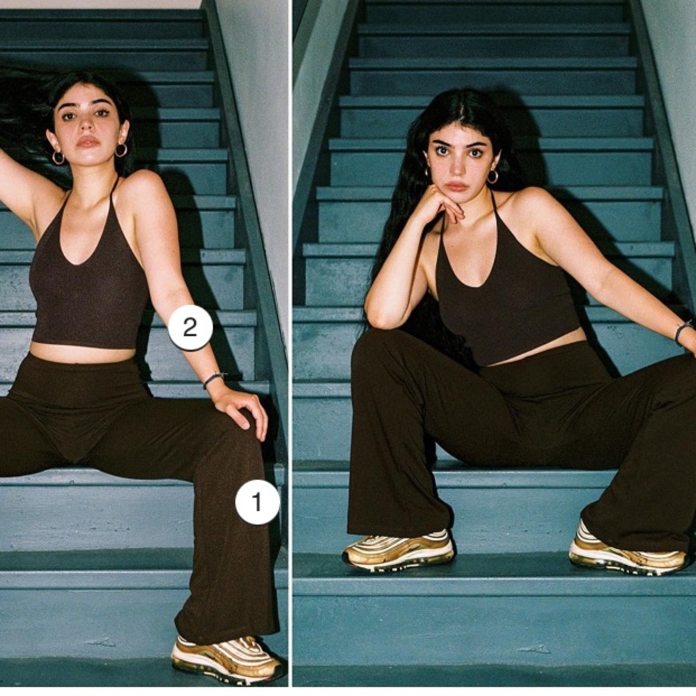 LOS ANGELES APPAREL PONTE FLARE LEGGINGS XS MOCHA - Picture 5 of 7